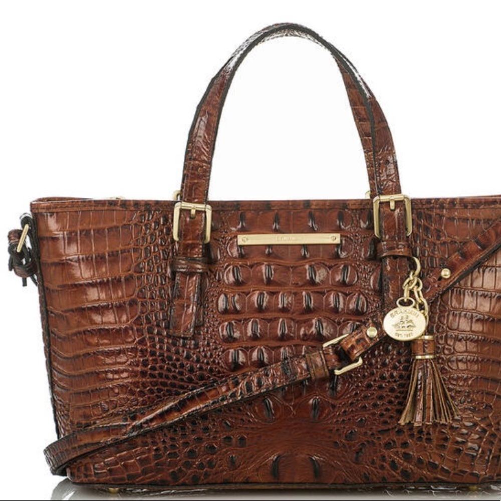 Brahmin leather pecan croc embossed purse